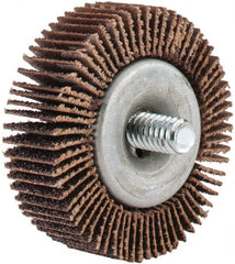 Norton - 1-5/8" Diam x 1/2" Face Width, Medium Aluminum Oxide Coated Mounted Flap Wheel - 1/4-20 Threaded Mount, 60 Grit, 23,000 Max RPM - Exact Tooling