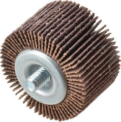 Norton - 1-5/8" Diam x 1" Face Width, Medium Aluminum Oxide Coated Mounted Flap Wheel - 1/4-20 Threaded Mount, 60 Grit, Cloth Backing, 23,000 Max RPM - Exact Tooling