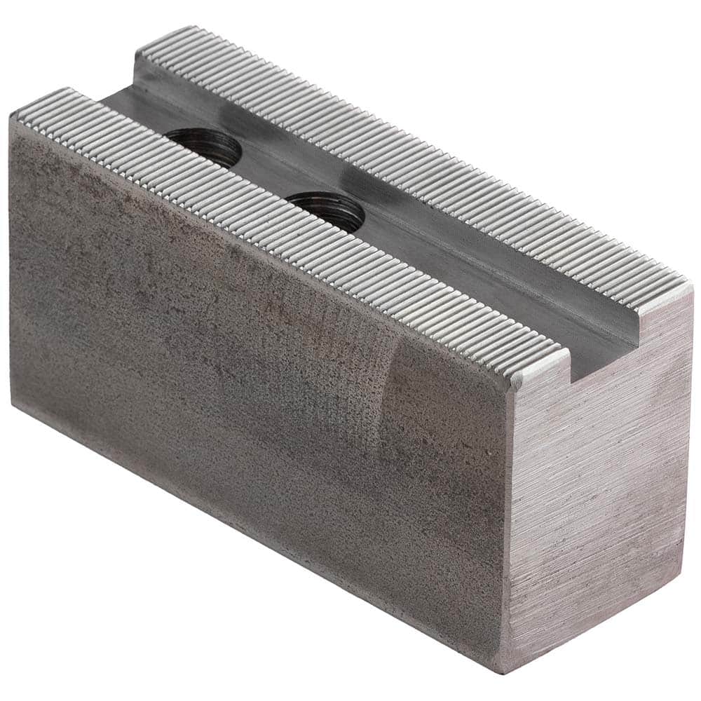 Dillon Manufacturing - Soft Lathe Chuck Jaws; Jaw Type: Square ; Material: Steel ; Jaw Interface Type: 1.5mm x 60 Serrated ; Maximum Compatible Chuck Diameter (Inch): 6 ; Minimum Compatible Chuck Diameter (Inch): 0 ; Overall Height (Inch): 1-1/2 - Exact Tooling