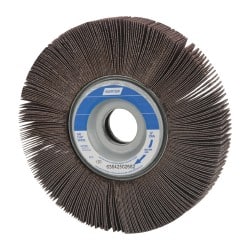 Norton - 6" Diam, 120 Grit Aluminum Oxide Unmounted Flap Wheel - 1" Hole, 1" Wide, Coated, Fine Grade, 6,200 Max RPM , Cloth Backing - Exact Tooling