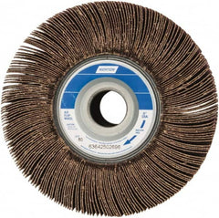 Norton - 6" Diam, 80 Grit Aluminum Oxide Unmounted Flap Wheel - 1" Hole, 3" Wide, Coated, Medium Grade, 6,200 Max RPM , Cloth Backing - Exact Tooling
