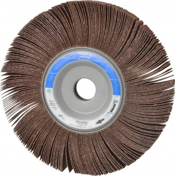 Norton - 8" Diam, 60 Grit Aluminum Oxide Unmounted Flap Wheel - 1" Hole, 1" Wide, Coated, Medium Grade, 4,700 Max RPM - Exact Tooling