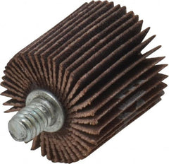 Norton - 1" Diam x 1" Face Width, Fine Aluminum Oxide Coated Mounted Flap Wheel - 1/4-20 Threaded Mount, 120 Grit, Cloth Backing, 30,000 Max RPM - Exact Tooling