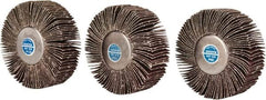 Value Collection - 3 Piece Abrasive Flap Sanding Wheel Kit - 60, 80 & 120 Grit, Medium & Fine Grade, 3" Diam x 1" Wide x 1/4" Shank Diam - Exact Tooling