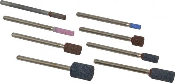 Grier Abrasives - 8 Piece Aluminum Oxide Vitrified Mounted Stone Abrasive Point Set - Includes Shapes W144, W145, W146, W153, W160, W162, W163 & W176 - Exact Tooling