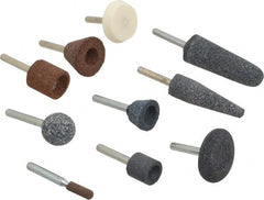 Grier Abrasives - 10 Piece Aluminum Oxide Vitrified Mounted Stone Abrasive Point Set - Includes Shapes A1, A24, A25, A3, A31, A32, A34, A36, A38 & A39 - Exact Tooling