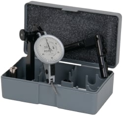 TESA Brown & Sharpe - 6 Piece, 0.05" to 0.06" Measuring Range, 1-1/2" Dial Diam, 0-15-0 Dial Reading, White Dial Test Indicator Kit - 0.0001" Accuracy, 0.65" Contact Point Length, 0.08" Ball Diam, 0.005" Dial Graduation - Exact Tooling