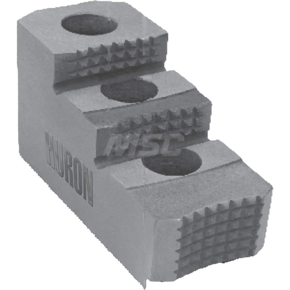Huron Machine Products - Hard Lathe Chuck Jaws; Jaw Type: Top Jaws ; Jaw Interface Type: 1.5mm x 60 Serrated ; Maximum Compatible Chuck Diameter (Inch): 8 ; Number of Steps: 2 ; Material: Case Hardened 1018 ; Overall Width/Diameter (Inch): 1-1/2 - Exact Tooling