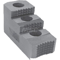 Huron Machine Products - Hard Lathe Chuck Jaws; Jaw Type: Top Jaws ; Jaw Interface Type: 1.5mm x 60 Serrated ; Maximum Compatible Chuck Diameter (Inch): 15 ; Number of Steps: 2 ; Material: Case Hardened 1018 ; Overall Width/Diameter (Inch): 2-1/2 - Exact Tooling