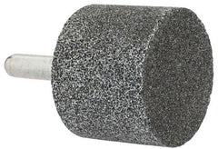 Grier Abrasives - 2" Head Diam x 1-1/2" Thickness, W243, Cylinder End, Aluminum Oxide Mounted Point - Blue, Medium Grade, 60 Grit, 19,100 RPM - Exact Tooling