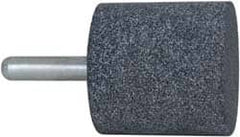 Grier Abrasives - 2" Head Diam x 2" Thickness, W244, Cylinder End, Aluminum Oxide Mounted Point - Blue, Medium Grade, 60 Grit, 19,100 RPM - Exact Tooling