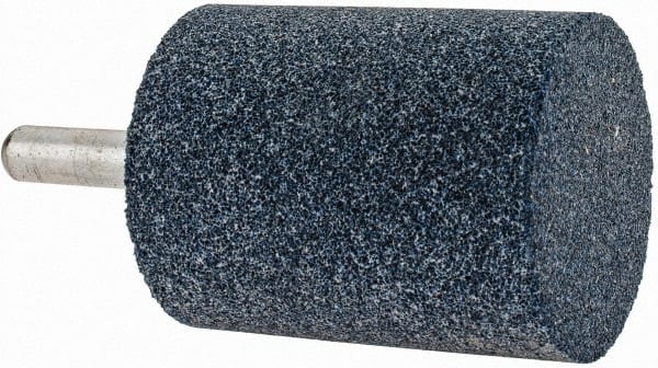 Grier Abrasives - 2" Head Diam x 2-1/2" Thickness, W245, Cylinder End, Aluminum Oxide Mounted Point - Blue, Medium Grade, 60 Grit, 19,860 RPM - Exact Tooling