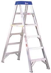 Made in USA - 12 Ft. High, Type IAA Rating, Aluminum Step Ladder - Exact Tooling