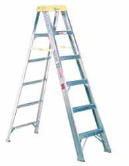 Made in USA - 10 Ft. High, Type I Rating, Aluminum Step Ladder - Exact Tooling