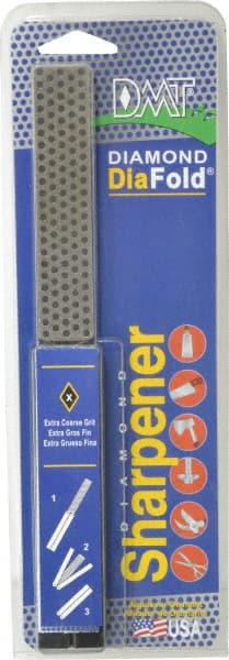 DMT - Extra Coarse Grade, Diamond Whetstone Sharpener - 220 Grit, 60 Micron, Diamond Area 4.3" Long x 1" Wide, 9-1/2" Open Length, 5" Closed Length - Exact Tooling