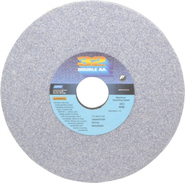 Norton - 7" Diam x 1-1/4" Hole x 1/2" Thick, I Hardness, 46 Grit Surface Grinding Wheel - Aluminum Oxide, Type 1, Coarse Grade, 3,600 Max RPM, Vitrified Bond, No Recess - Exact Tooling