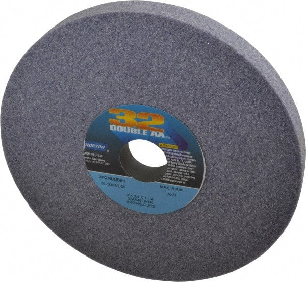 Norton - 8" Diam x 1-1/4" Hole x 3/4" Thick, J Hardness, 46 Grit Surface Grinding Wheel - Aluminum Oxide, Type 1, Coarse Grade, 3,600 Max RPM, Vitrified Bond, No Recess - Exact Tooling