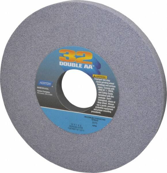 Norton - 12" Diam x 3" Hole x 1" Thick, I Hardness, 46 Grit Surface Grinding Wheel - Aluminum Oxide, Type 1, Coarse Grade, 2,070 Max RPM, Vitrified Bond, No Recess - Exact Tooling