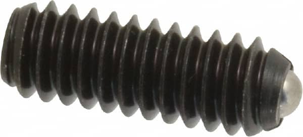 Vlier - 1/4-20, 0.125" Ball Diam, 0.675" Body Length, 0.035" Max Ball Reach, Threaded Ball Plunger - Steel Body, Stainless Steel Ball, 3 Lb Initial End Force, 7 Lb Final End Force - Exact Tooling