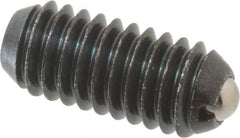 Vlier - 5/16-18, 0.156" Ball Diam, 0.72" Body Length, 0.04" Max Ball Reach, Threaded Ball Plunger - Steel Body, Stainless Steel Ball, 4 Lb Initial End Force, 9 Lb Final End Force - Exact Tooling