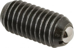 Vlier - 1/2-13, 0.281" Ball Diam, 1.05" Body Length, 0.072" Max Ball Reach, Threaded Ball Plunger - Steel Body, Stainless Steel Ball, 6 Lb Initial End Force, 12 Lb Final End Force - Exact Tooling