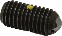 Vlier - 5/8-11, 0.375" Ball Diam, 1.25" Body Length, 0.096" Max Ball Reach, Threaded Ball Plunger - Steel Body, Stainless Steel Ball, 9 Lb Initial End Force, 18 Lb Final End Force, Locking Element - Exact Tooling