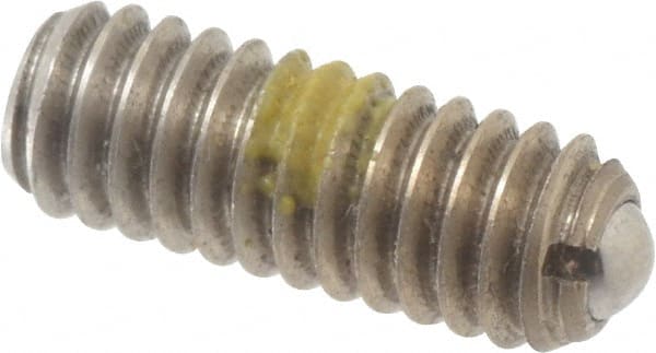 Vlier - 8-32, 0.094" Ball Diam, 0.445" Body Length, 0.025" Max Ball Reach, Threaded Ball Plunger - Stainless Steel Body, Stainless Steel Ball, 0.5 Lb Initial End Force, 1.25 Lb Final End Force, Locking Element - Exact Tooling