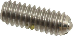 Vlier - 1/4-20, 0.125" Ball Diam, 0.675" Body Length, 0.035" Max Ball Reach, Threaded Ball Plunger - Stainless Steel Body, Stainless Steel Ball, 3 Lb Initial End Force, 7 Lb Final End Force, Locking Element - Exact Tooling