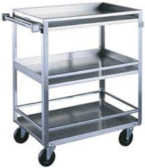 Made in USA - 300 Lb Capacity, 16-1/4" Wide x 27-1/2" Long x 33-3/8" High Standard Utility Cart - 3 Shelf, Stainless Steel, Swivel Casters - Exact Tooling