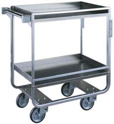 Made in USA - 650 Lb Capacity, 19-3/8" Wide x 32-5/8" Long x 34-1/2" High Standard Utility Cart - 2 Shelf, Stainless Steel, Swivel Casters - Exact Tooling