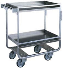 Made in USA - 650 Lb Capacity, 19-3/8" Wide x 32-5/8" Long x 34-1/2" High Standard Utility Cart - 2 Shelf, Stainless Steel, Swivel Casters - Exact Tooling