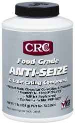 CRC - 16 oz Bottle High Temperature Anti-Seize Lubricant - Aluminum, -65 to 1,800°F, Opaque Off-White, Food Grade, Water Resistant - Exact Tooling