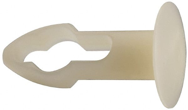 Made in USA - 1/4" to 1/4" Hole Diam, Keyhole Shank, Nylon Panel Rivet - 15/32" Material Thickness, 1/2" Head Diam - Exact Tooling