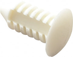 Made in USA - 3/16" Hole Diam, Ratchet Shank, Nylon Panel Rivet - 1/2" Length Under Head, 0.365" Material Thickness, 3/8" Head Diam - Exact Tooling