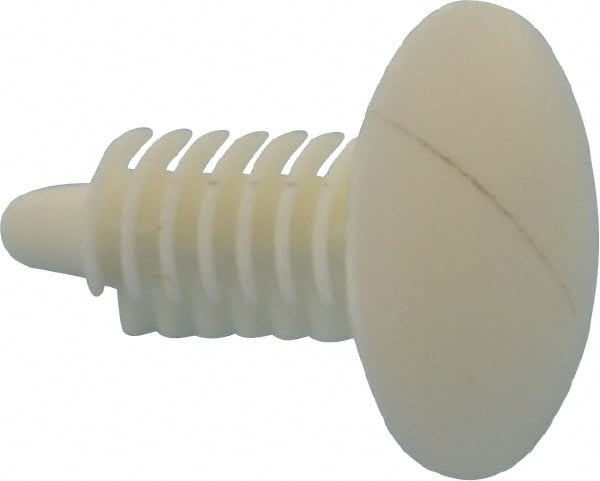 Made in USA - 1/4" to 1/4" Hole Diam, Ratchet Shank, Nylon Panel Rivet - 0.783" Length Under Head, 0.535" Material Thickness, 0.7" Head Diam - Exact Tooling