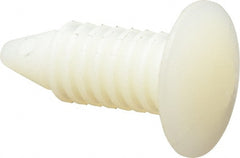 Made in USA - 9/32" Hole Diam, Ratchet Shank, Nylon Panel Rivet - 0.89" Length Under Head, 1/2" Material Thickness, 5/8" Head Diam - Exact Tooling