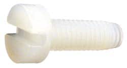 Made in USA - M2.5x0.45 Metric Coarse, 8mm Length Under Head Slotted Drive Machine Screw - Cheese Head, Grade 6/6 Nylon, Uncoated, Without Washer - Exact Tooling