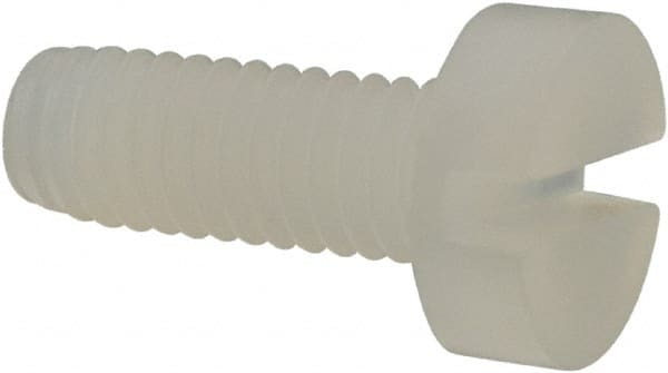 Made in USA - M3x0.50 Metric Coarse, 8mm Length Under Head Slotted Drive Machine Screw - Cheese Head, Grade 6/6 Nylon, Uncoated, Without Washer - Exact Tooling