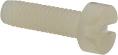 Made in USA - M3.5x0.60 Metric Coarse, 12mm Length Under Head Slotted Drive Machine Screw - Cheese Head, Grade 6/6 Nylon, Uncoated, Without Washer - Exact Tooling