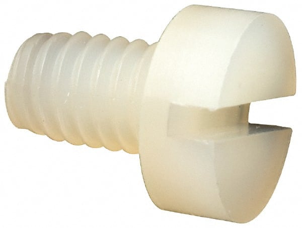 Made in USA - M4x0.70 Metric Coarse, 6mm Length Under Head Slotted Drive Machine Screw - Cheese Head, Grade 6/6 Nylon, Uncoated, Without Washer - Exact Tooling