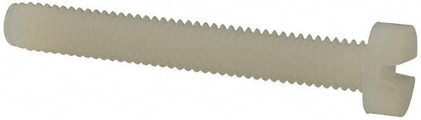 Made in USA - M4x0.70 Metric Coarse, 30mm Length Under Head Slotted Drive Machine Screw - Cheese Head, Grade 6/6 Nylon, Uncoated, Without Washer - Exact Tooling