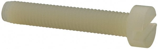 Made in USA - M5x0.80 Metric Coarse, 30mm Length Under Head Slotted Drive Machine Screw - Cheese Head, Grade 6/6 Nylon, Uncoated, Without Washer - Exact Tooling