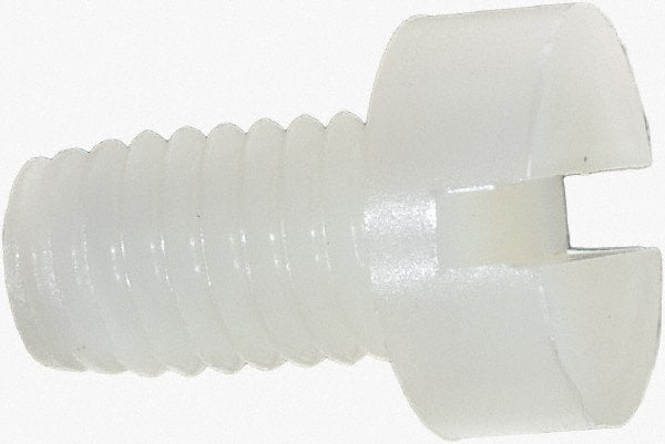 Made in USA - M6x1.00 Metric Coarse, 10mm Length Under Head Slotted Drive Machine Screw - Cheese Head, Grade 6/6 Nylon, Uncoated, Without Washer - Exact Tooling