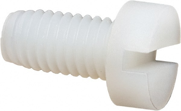 Made in USA - M6x1.00 Metric Coarse, 12mm Length Under Head Slotted Drive Machine Screw - Cheese Head, Grade 6/6 Nylon, Uncoated, Without Washer - Exact Tooling