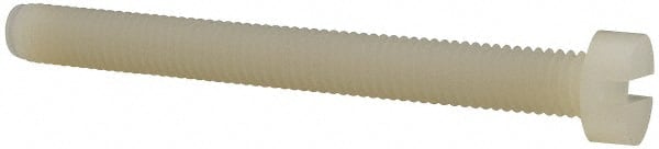 Made in USA - M6x1.00 Metric Coarse, 60mm Length Under Head Slotted Drive Machine Screw - Cheese Head, Grade 6/6 Nylon, Uncoated, Without Washer - Exact Tooling