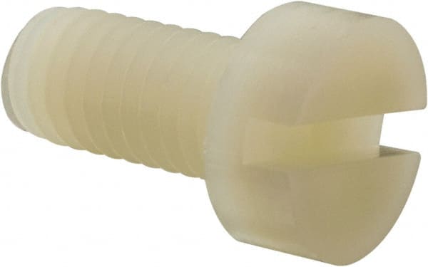 Made in USA - M8x1.25 Metric Coarse, 16mm Length Under Head Slotted Drive Machine Screw - Cheese Head, Grade 6/6 Nylon, Uncoated, Without Washer - Exact Tooling