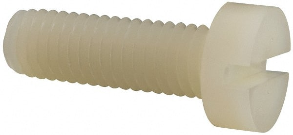 Made in USA - M8x1.25 Metric Coarse, 25mm Length Under Head Slotted Drive Machine Screw - Cheese Head, Grade 6/6 Nylon, Uncoated, Without Washer - Exact Tooling