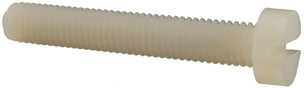 Made in USA - M8x1.25 Metric Coarse, 50mm Length Under Head Slotted Drive Machine Screw - Cheese Head, Grade 6/6 Nylon, Uncoated, Without Washer - Exact Tooling