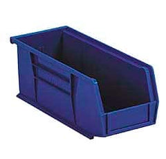 Akro-Mils - 10 Lb. Load Capacity, 5-3/8" Deep, Blue Polymer Hopper Stacking Bin - 3" High x 4-1/8" Wide x 5-3/8" Long - Exact Tooling