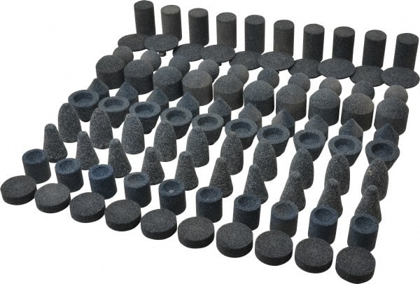 Grier Abrasives - 100 Piece Aluminum Oxide Vitrified Mounted Stone Abrasive Point Set - Includes Shapes A5, A12, A14, A21, A32, A37, A39, A40, W206 & W217 - Exact Tooling